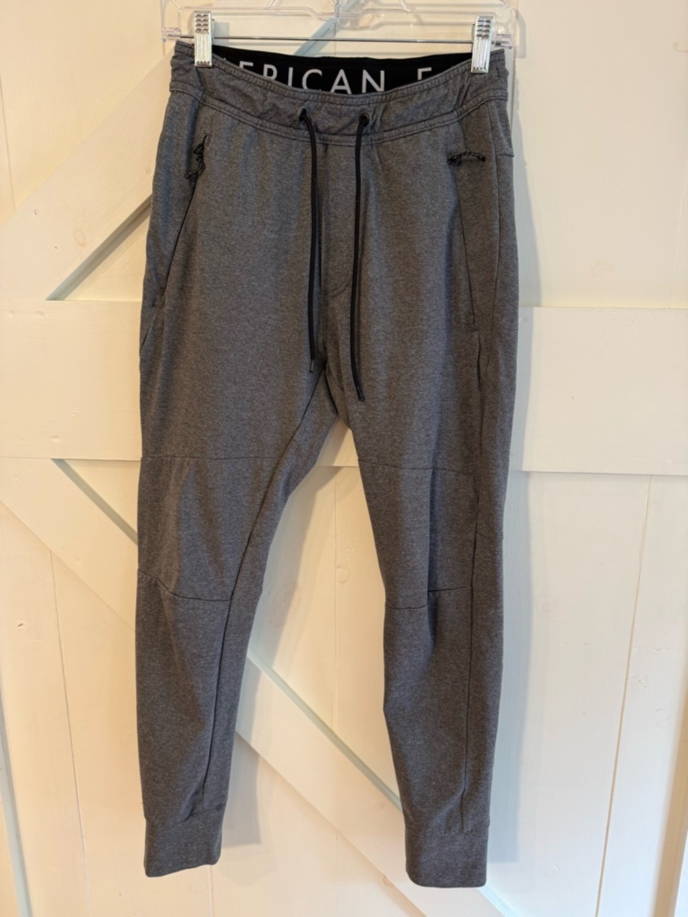 American Eagle Gray Athletic Jogger Pants XS Zip Pocket Drawstring